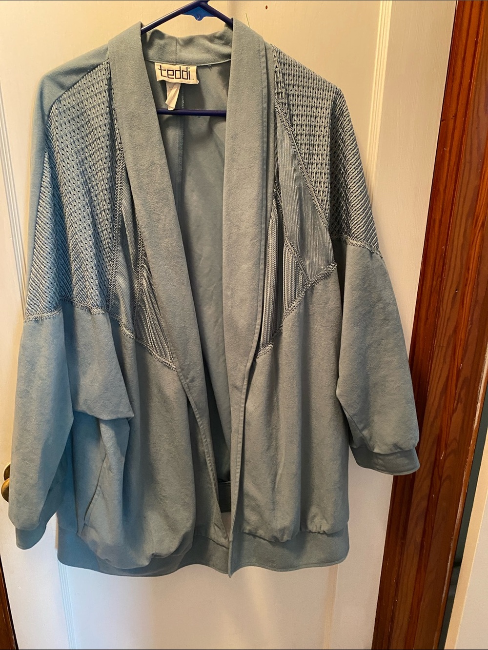 Teddi Dusty Blue Open-Front Teddy Jacket